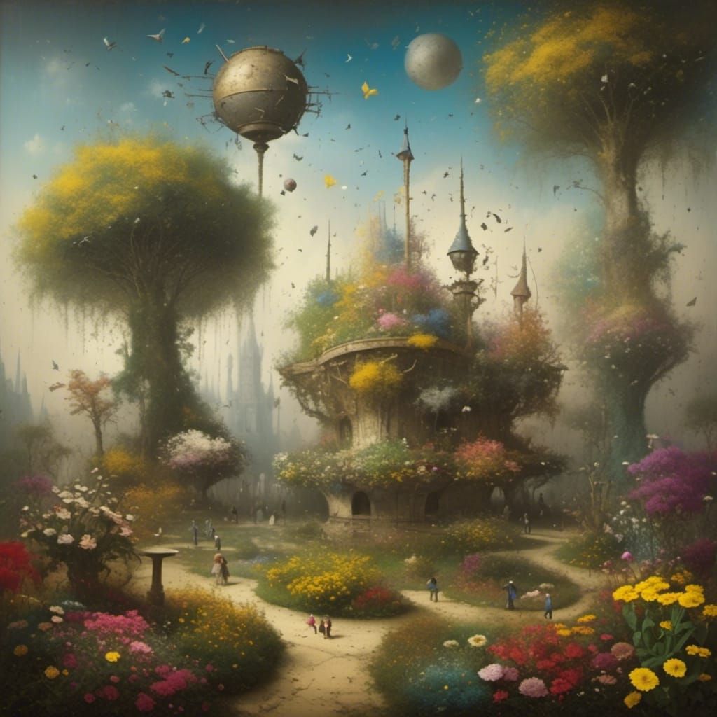 Lush Planet Garden in a Digital Art Style