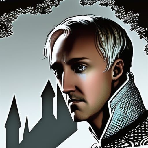 Mysterious Draco Malfoy Portrait in Medieval Style
