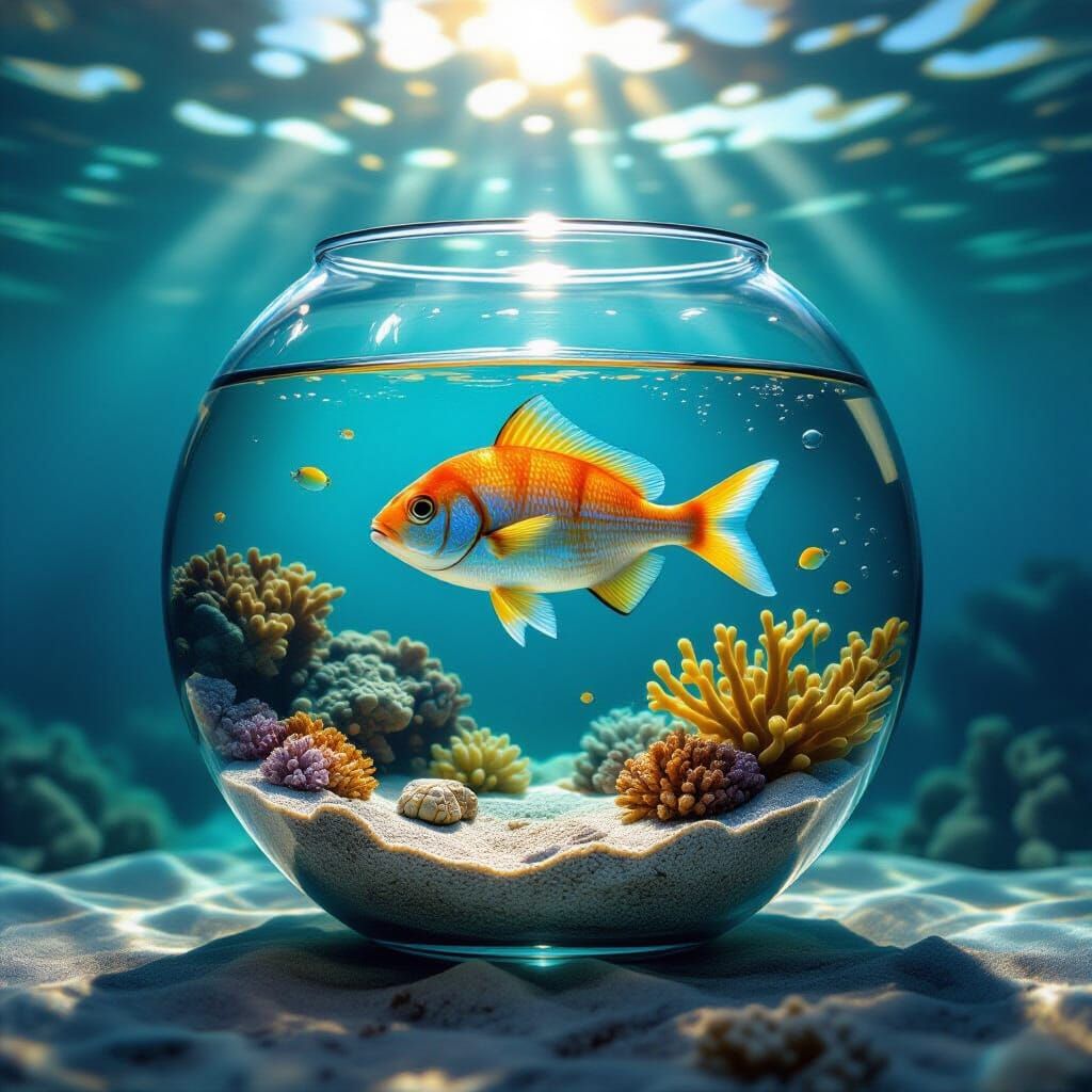 Ocean Contained Within a Glass Fish Bowl
