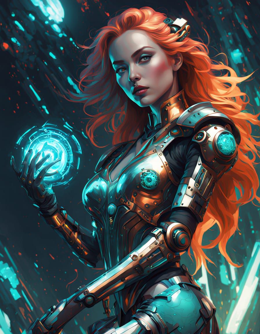 Cyberpunk Slime Goddess in Vibrant Sci-Fi Armor