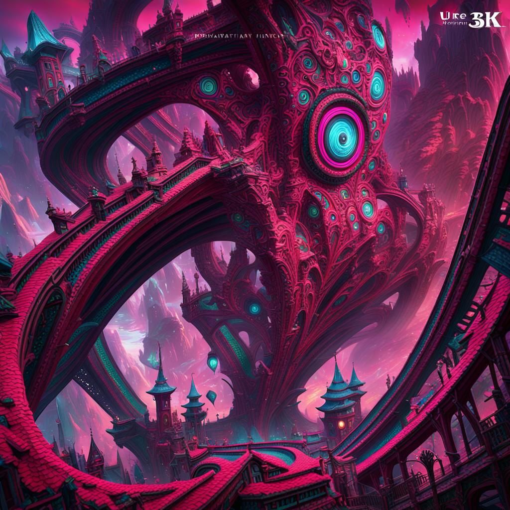 Striped Heart Pattern in Detailed Matte Painting Style