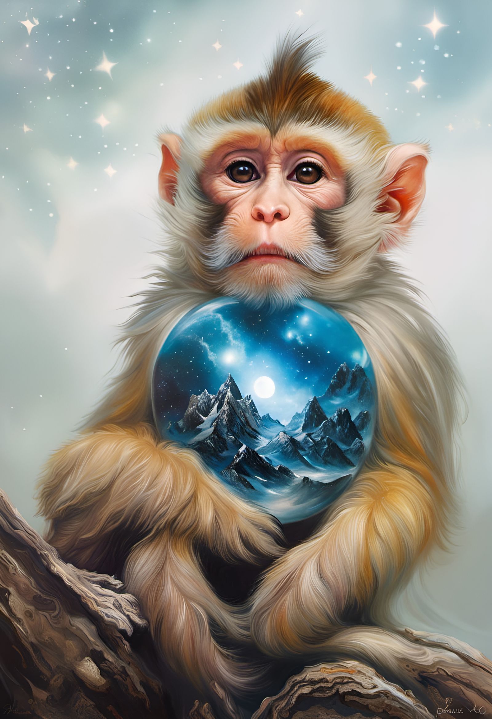 Colorful Monkey Double Exposure Portrait