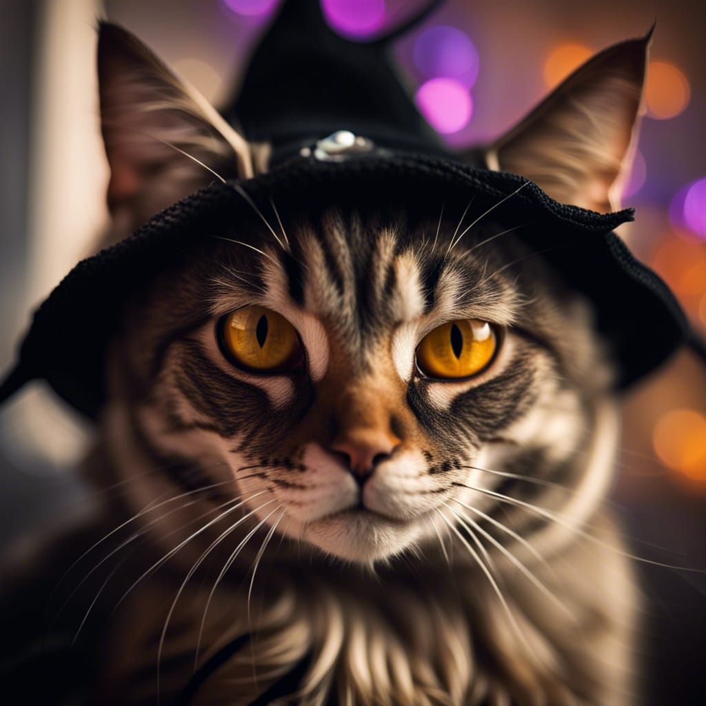 Halloween Cat Portrait with Bokeh