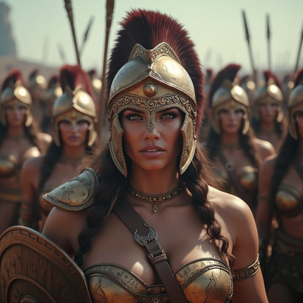 Epic Amazonian Warrior in Heroic Pose, Top-Notch Matte Paint...