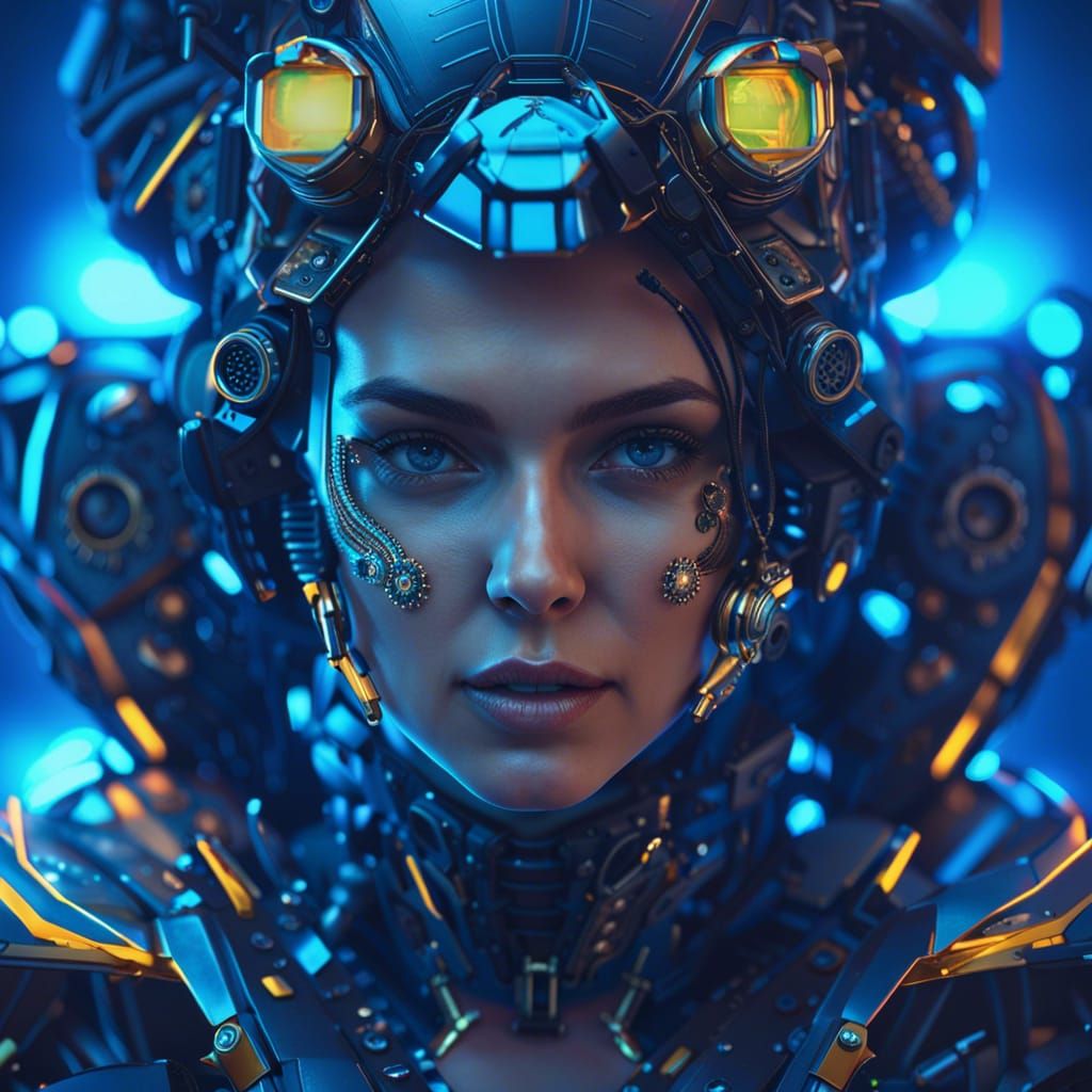 Futuristic Steampunk Portrait of Beatrice Luigi Gomez