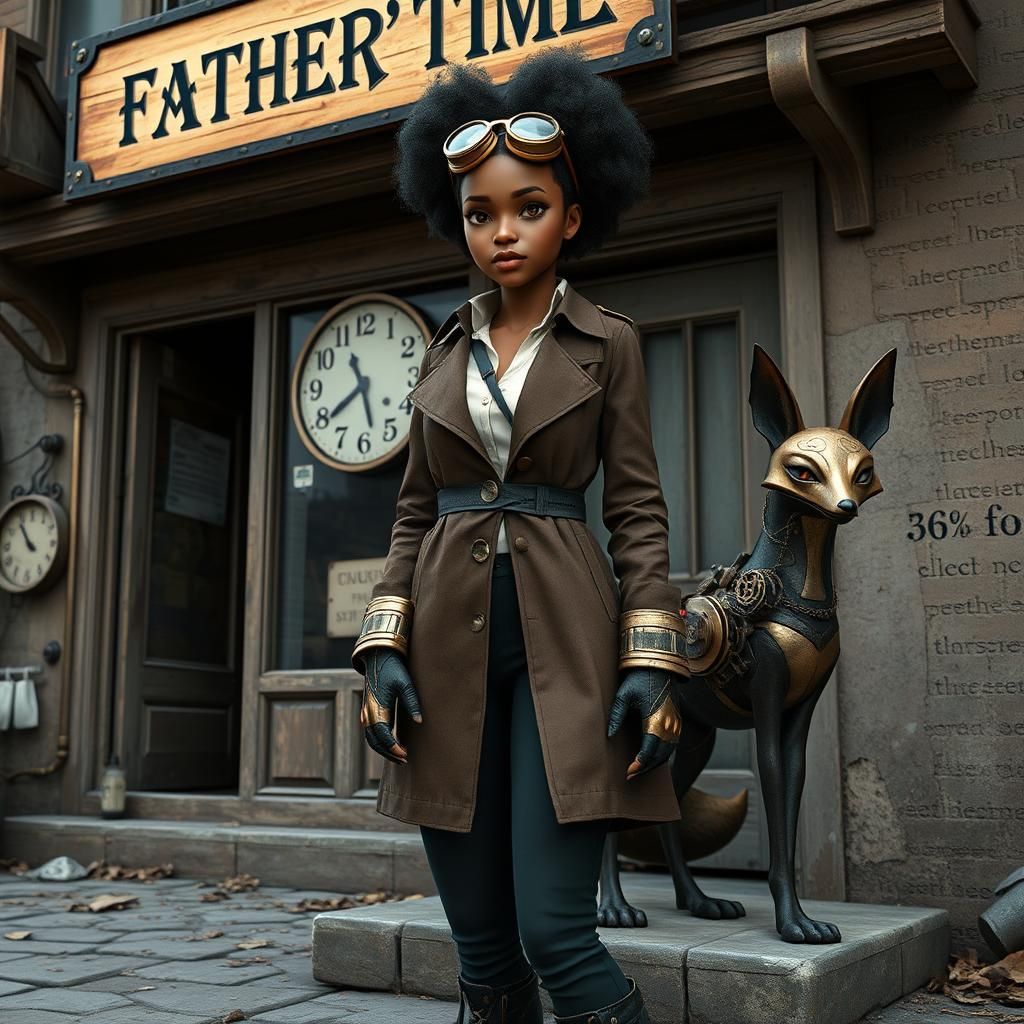 Clockwork Fox Companion: Steampunk Fantasy Art