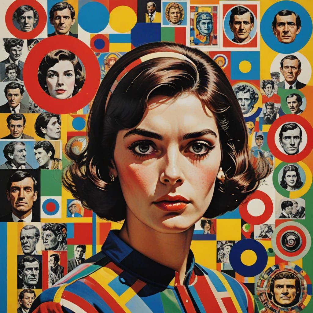 Pop Art Icons in 1960s England - Hyperrealistic Portrait