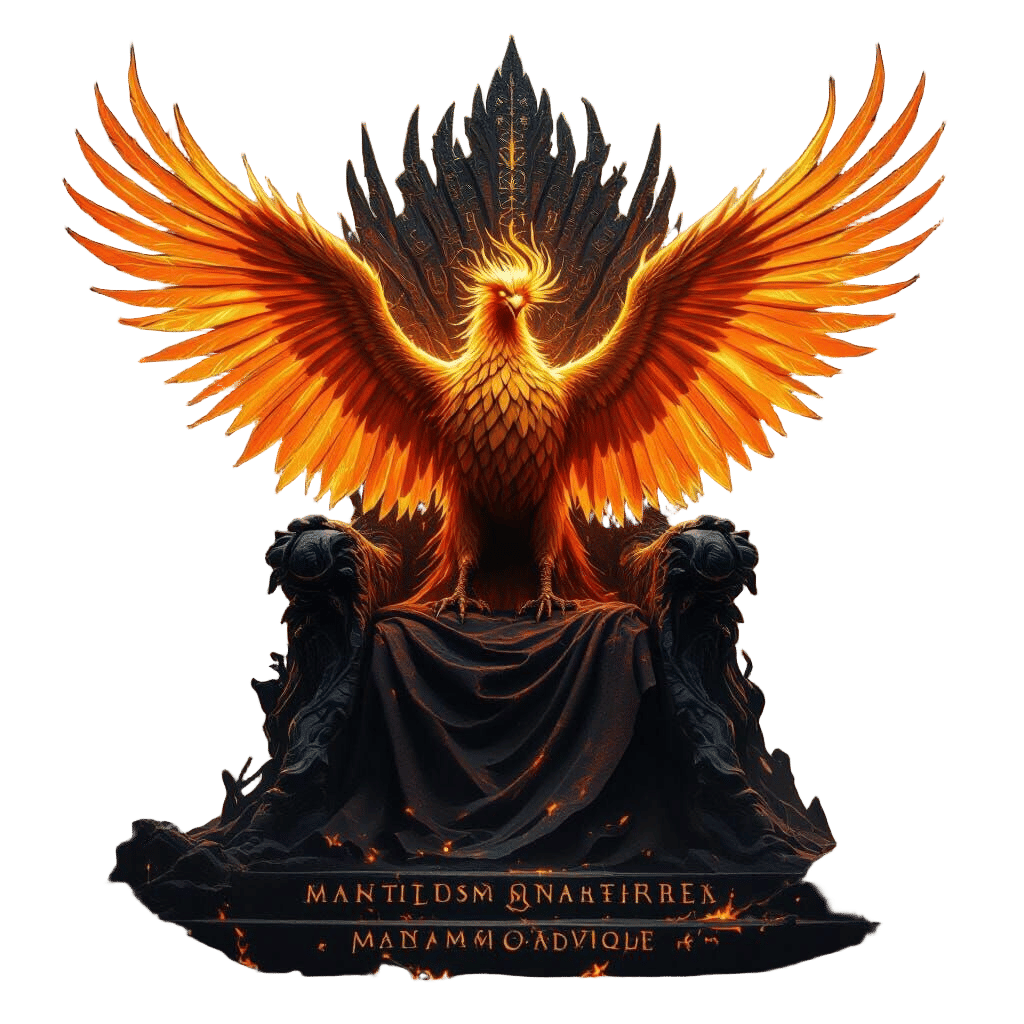 Molten Gold Phoenix on Obsidian Throne