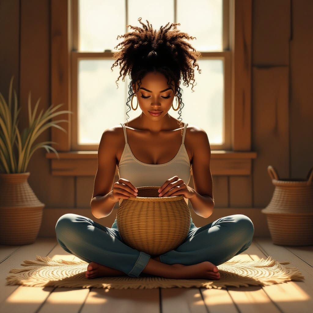 Weaving Sweetgrass Basket: A Matte Painting