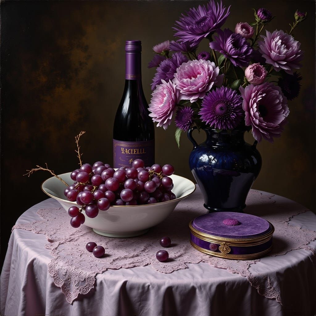 Baroque Still Life in Purple Hues