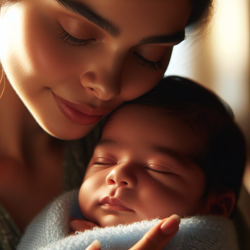 Mother's Tenderness in a Soft Glow