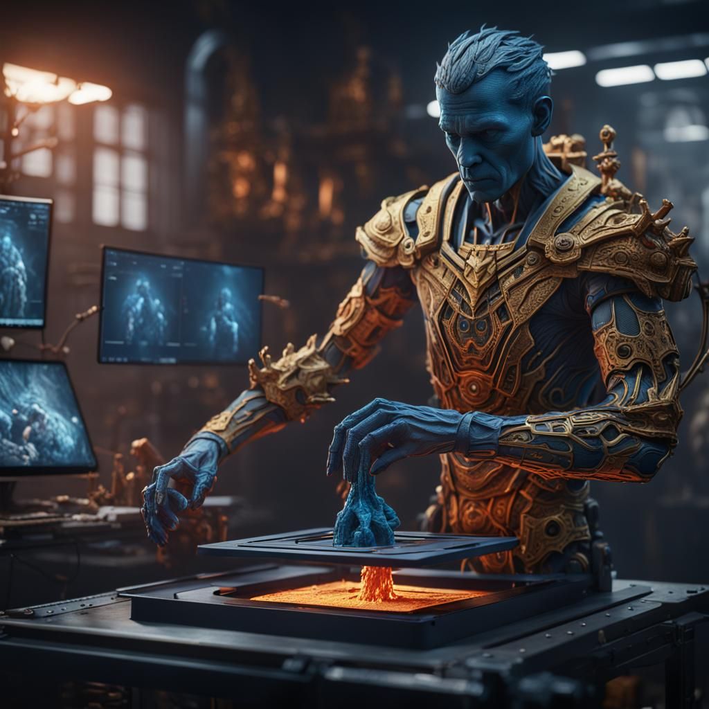 3D Printer Creates Human: Detailed Matte Painting