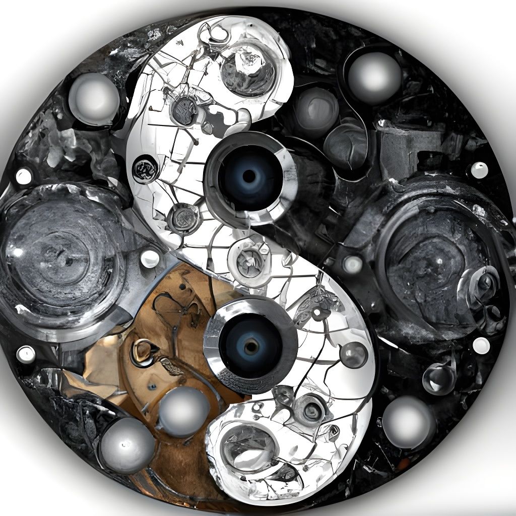 Yin Yang Mandala Mosaic in Steampunk Style
