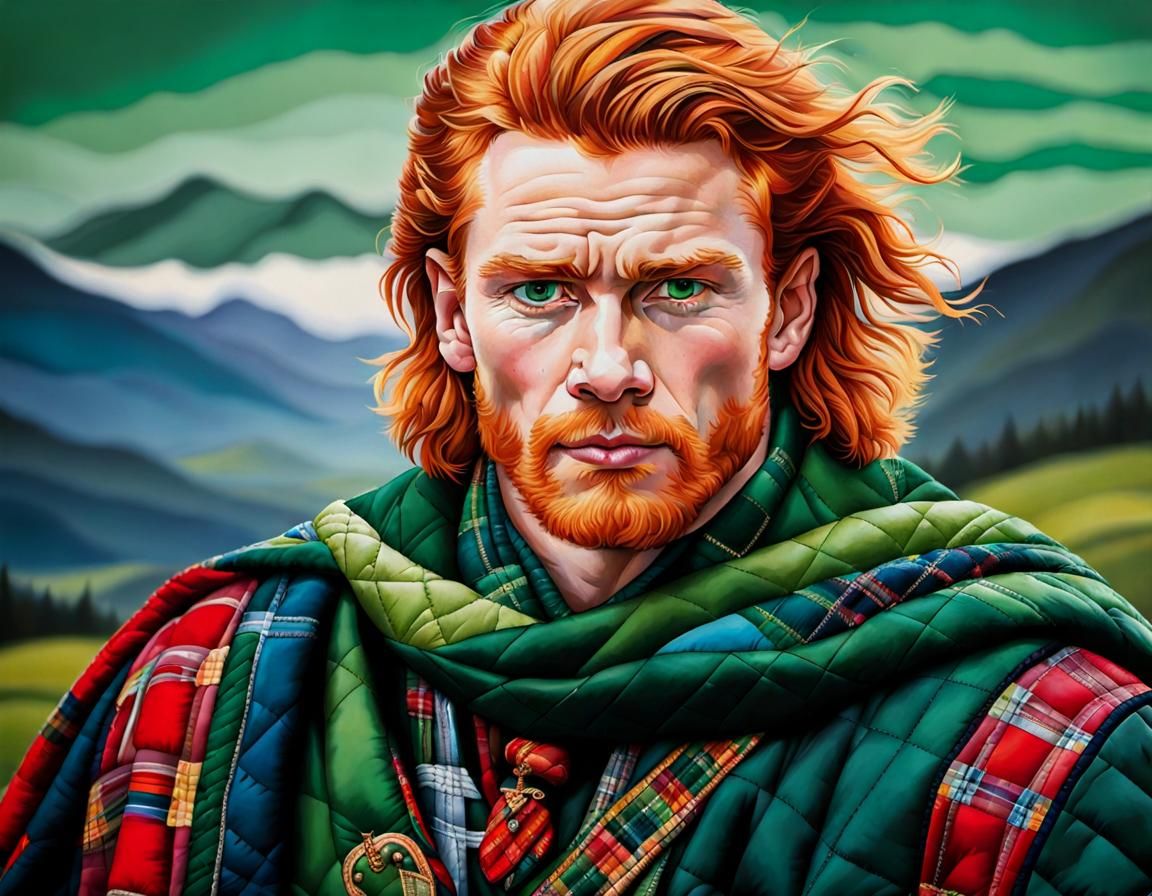 Quilted Blanket: Handsome Highlander Patchwork Masterpiece