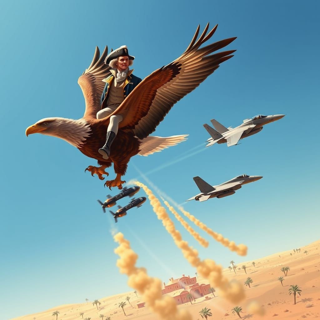 Thomas Jefferson in Eagle Formation Flight Drops Bombs on De...