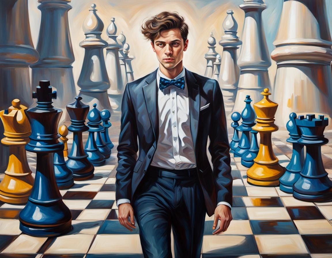 Oil Painting of a handsome young man in a bow-tie (skinny, 1...