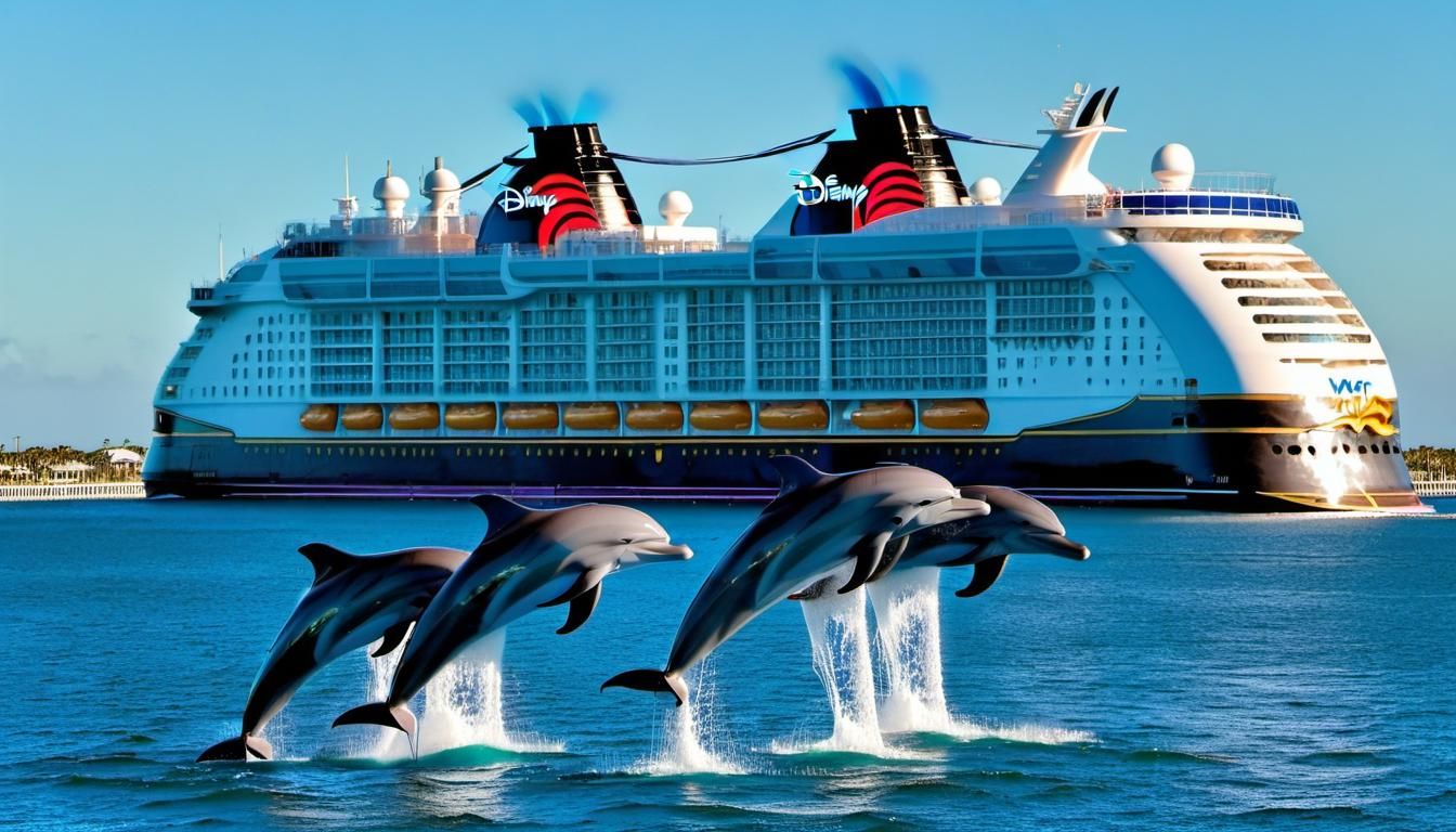 Disney Wish Cruise Ship with Dolphins