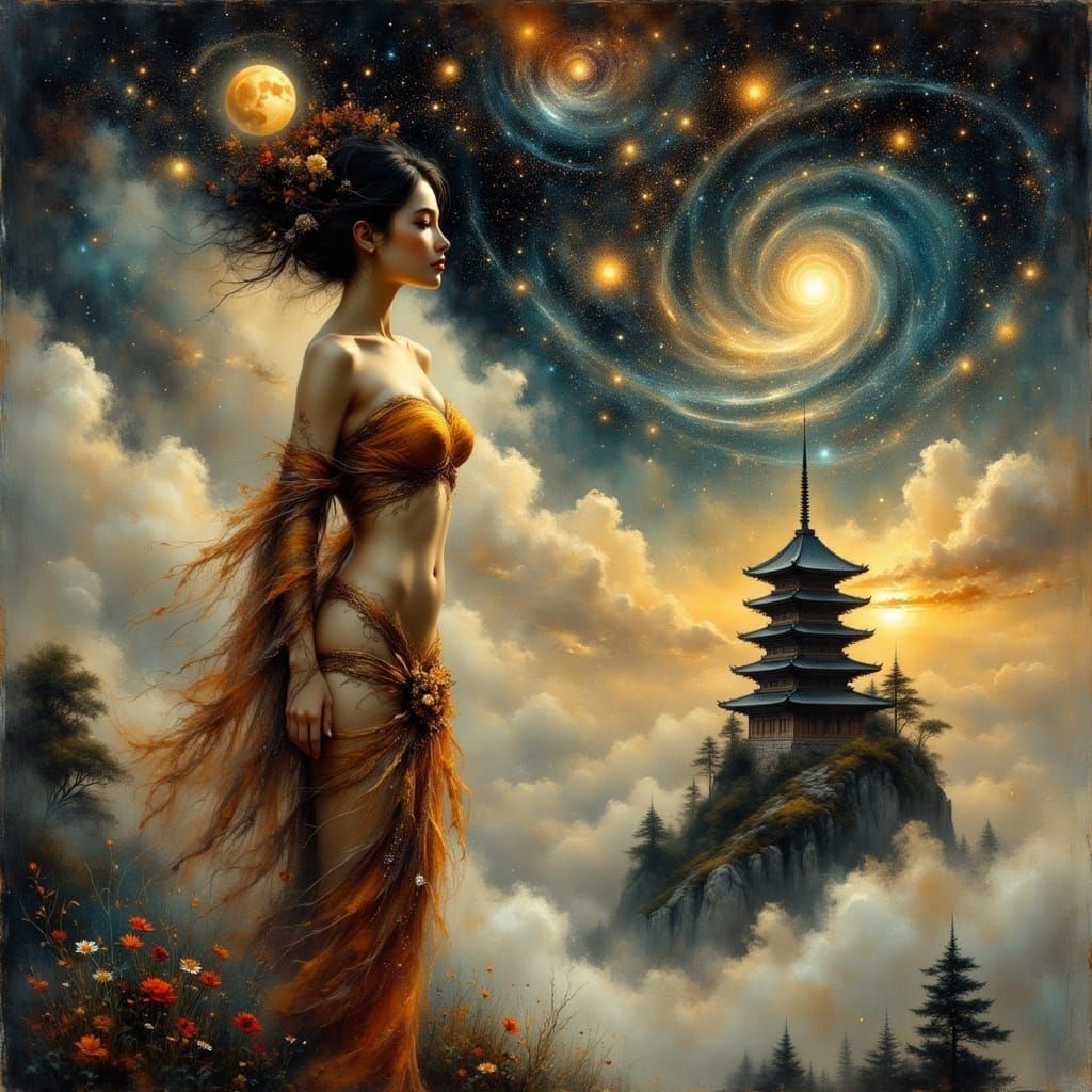 Japanese Goddess Presiding Over Spectral Castle