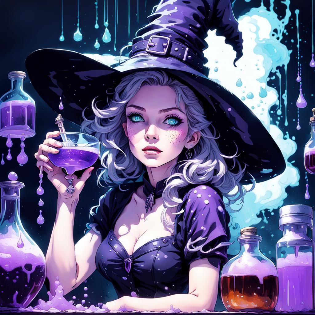 Bioluminescent Potion Mixologist Pin-Up Art