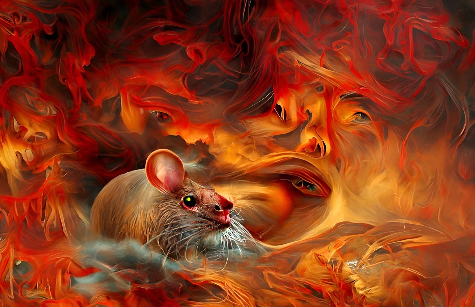 Hellish Mouse Portrait in Ukiyo-e Style