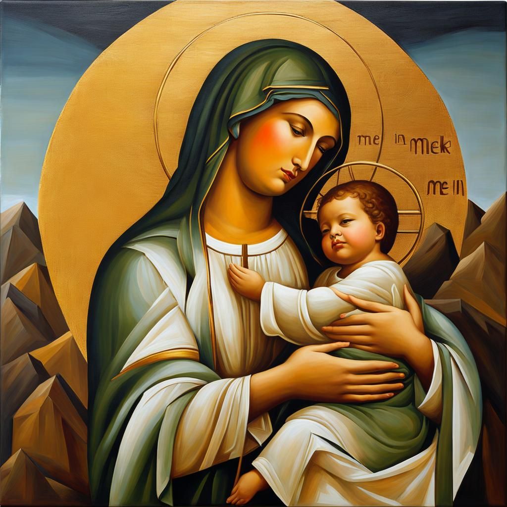 Madonna and Child Impasto Painting in Light
