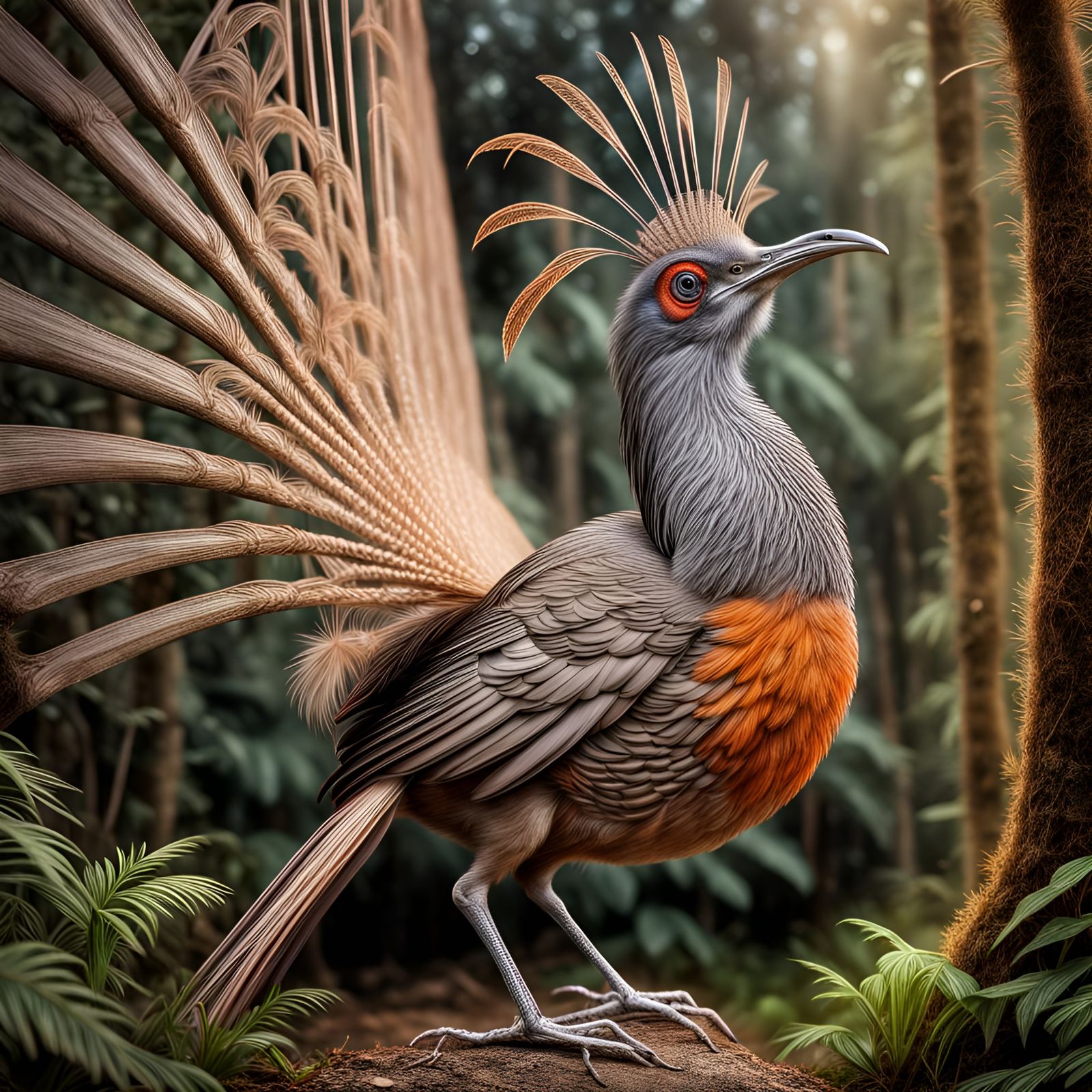 Spectacular Lyre Bird in Hyperrealistic Detail