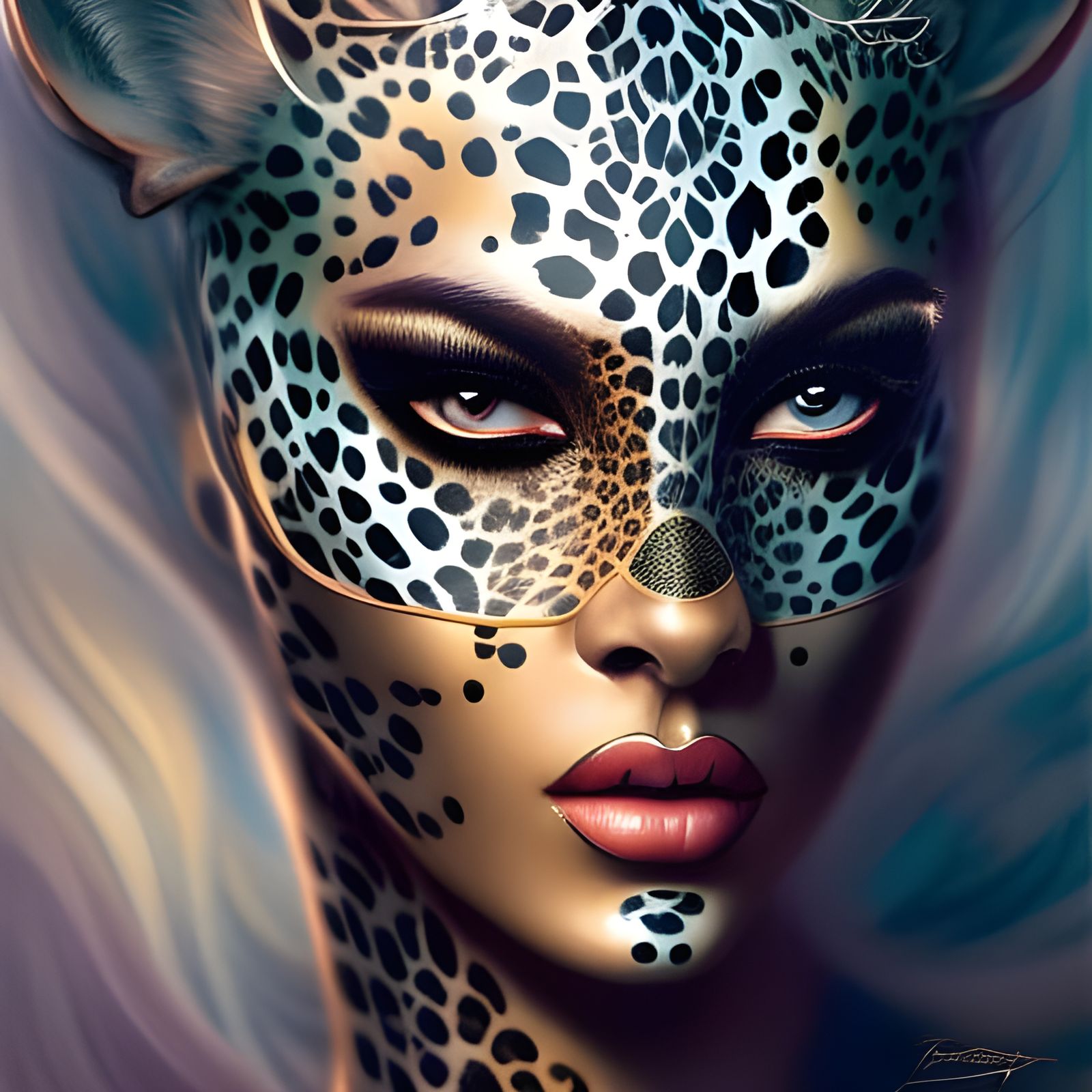 Hyperdetailed Cheetah Woman Portrait in Dark Fantasy Style