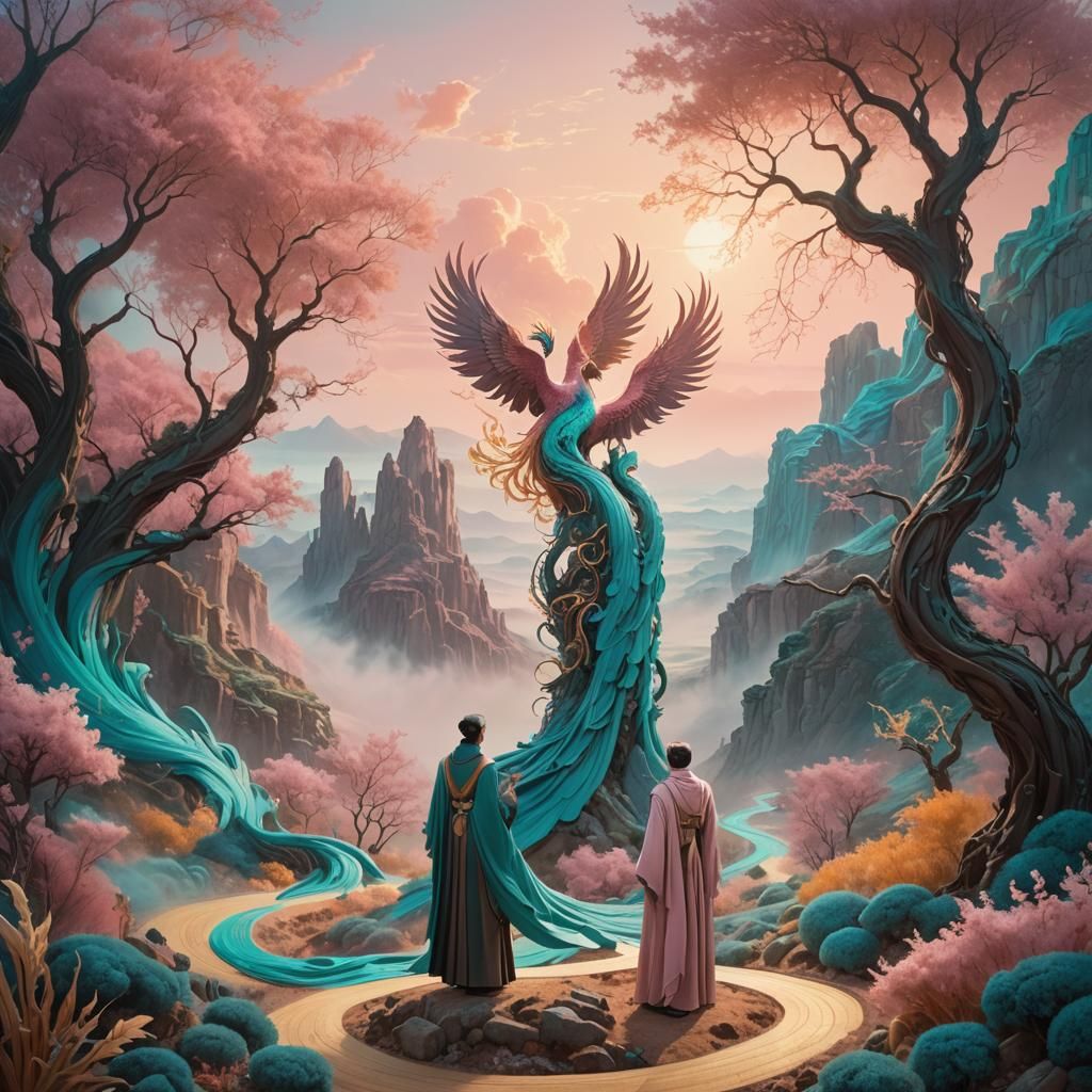 Surreal Lovers Embrace by Winding Roads