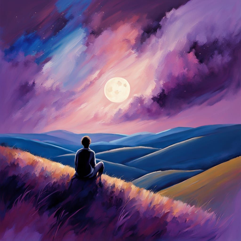 Starry Night Landscape in Expressionist Style