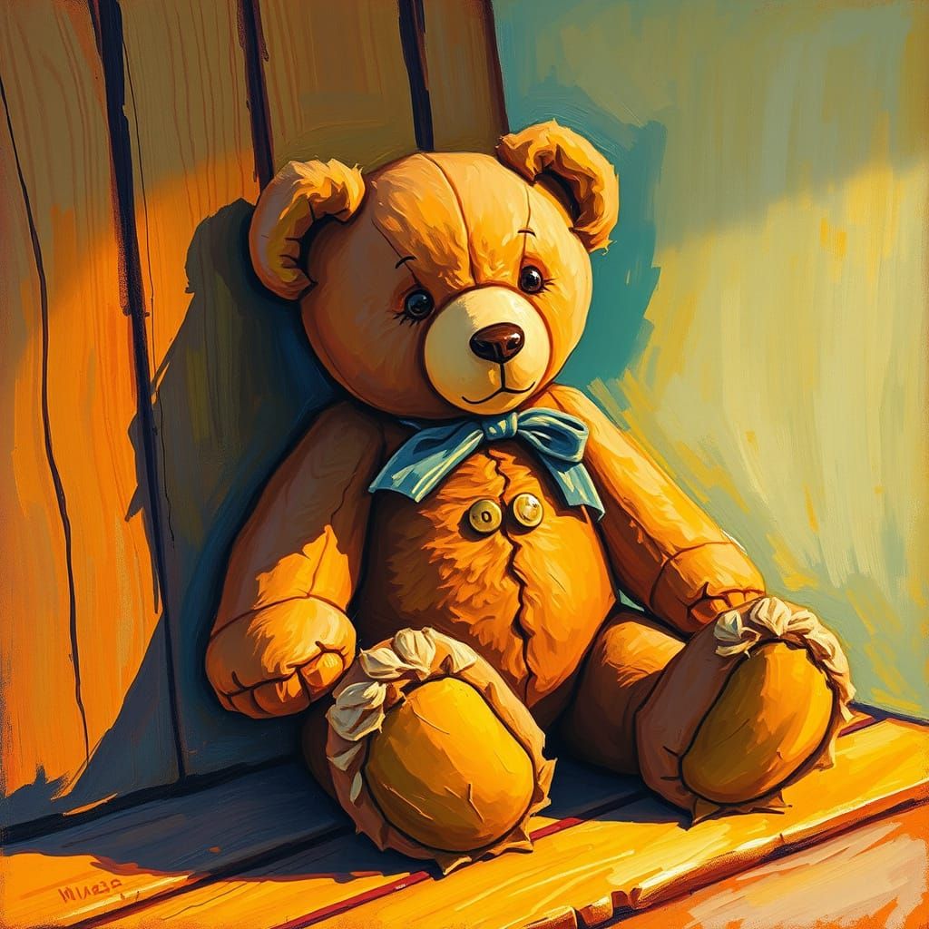 Surreal Neo-Impressionist Teddy Bear in Comforting Glow