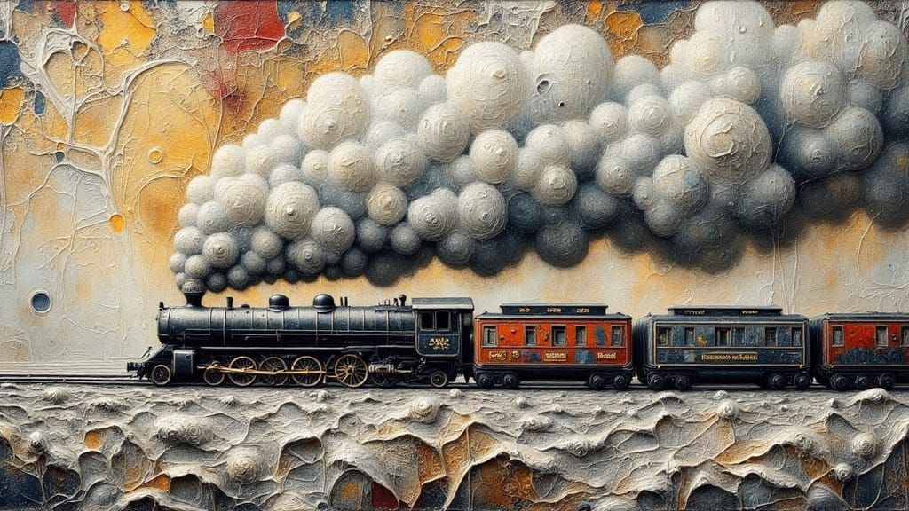 Textured Fantasy Art of a Steam Train