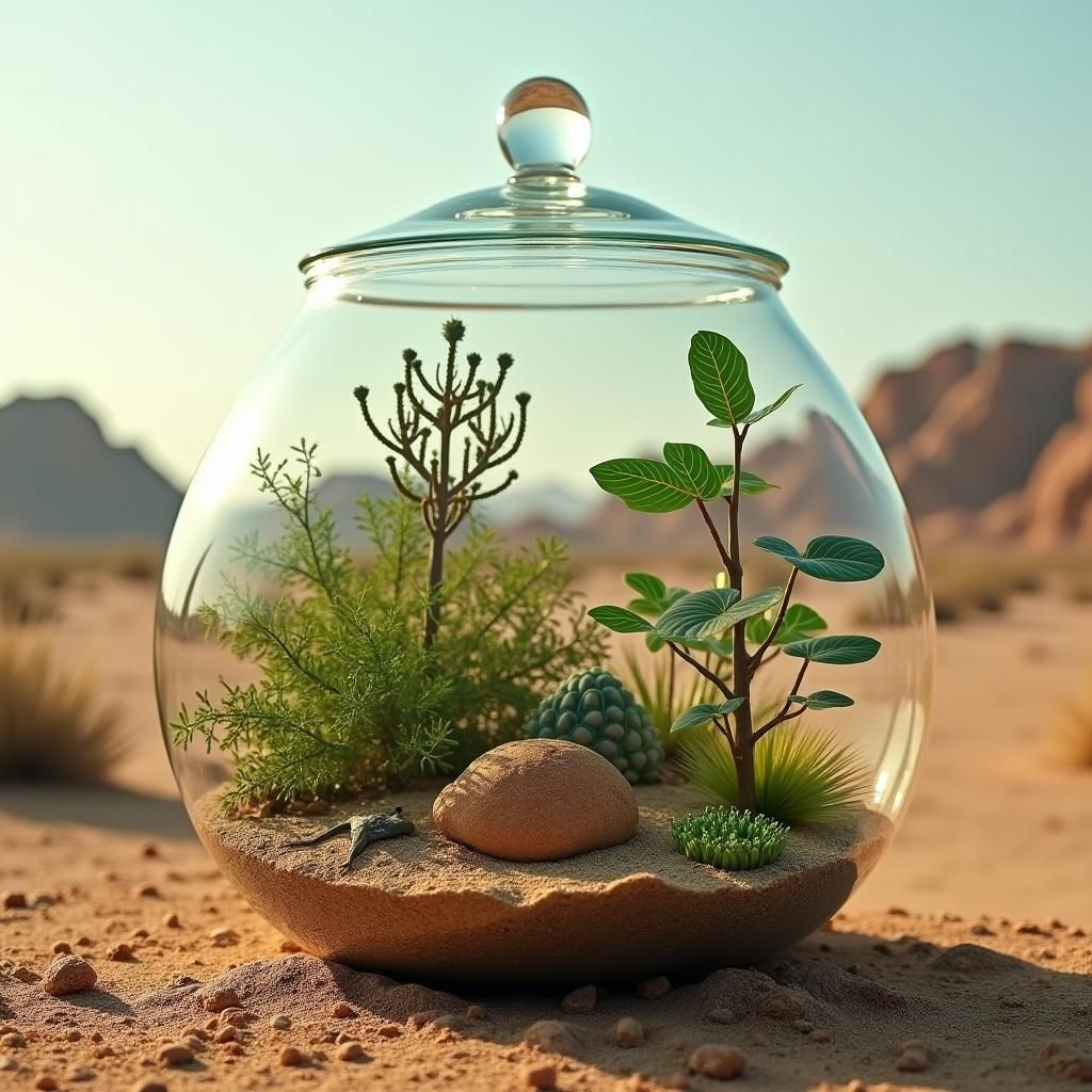 Terrarium Oasis in Desert Landscape