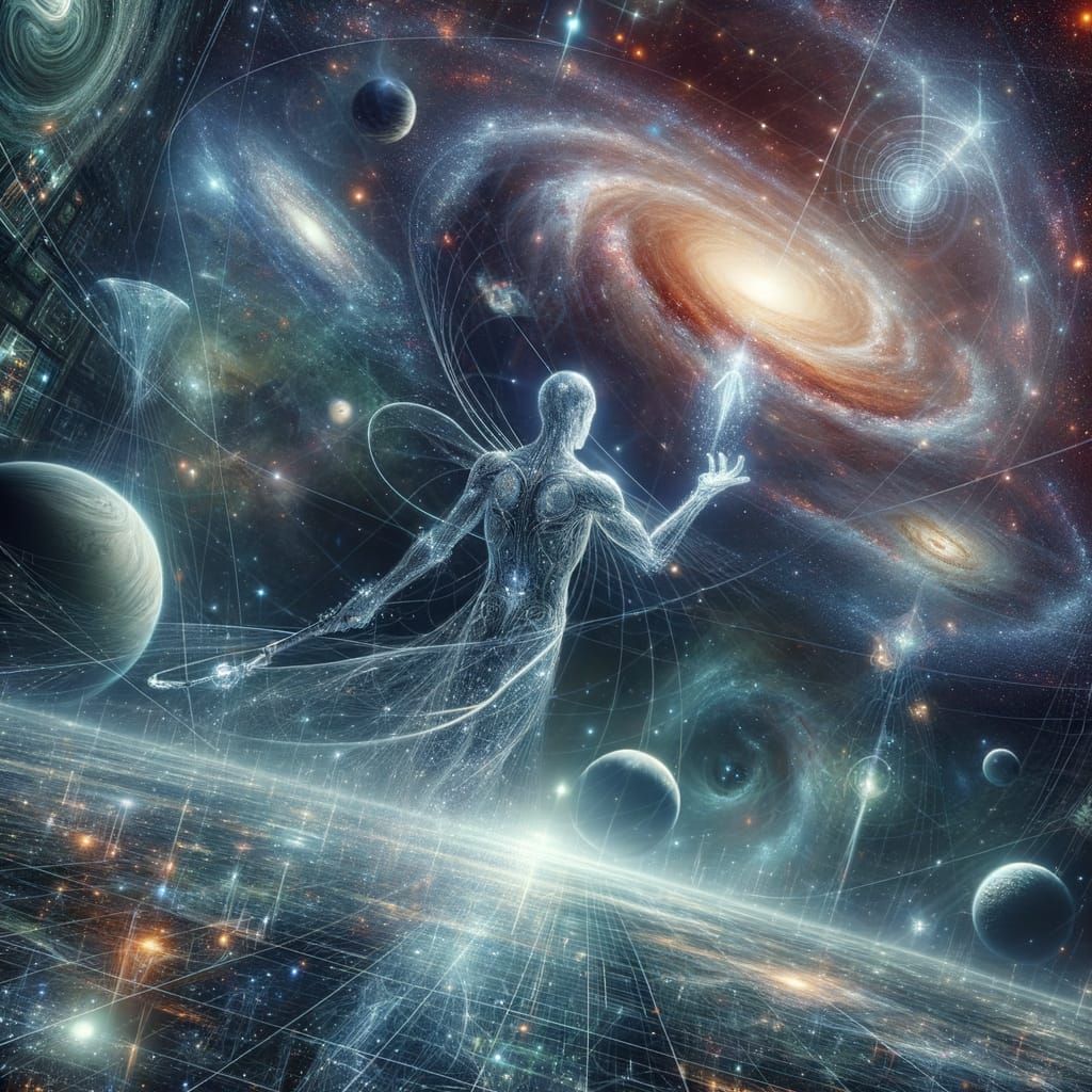 Ethereal Cosmic Being Forging Galaxies