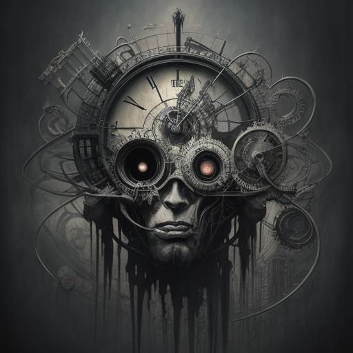 Surreal Sickness Illustration in Steampunk Graffiti Style