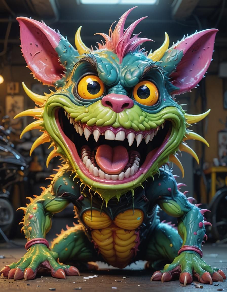 Fluorescent Rat Fink Graffiti Art Illustration