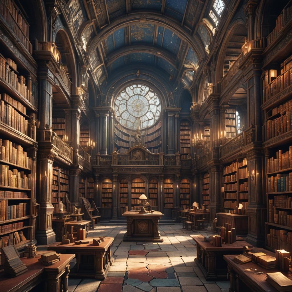 Fantastical Ancient Libraries in Detailed Matte Painting