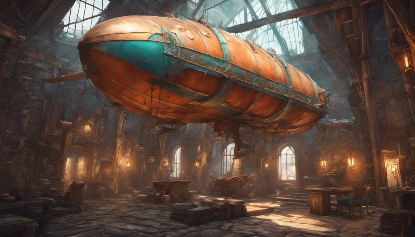 Fantasy Airship Docks: Hyperdetailed Concept Art