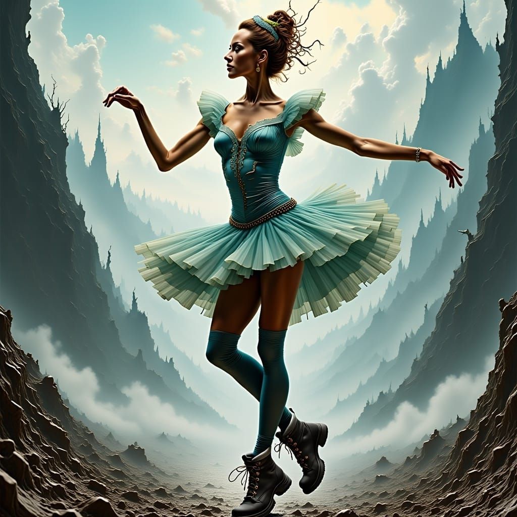 Ballerina in Hiking Boots: A Surreal Dance