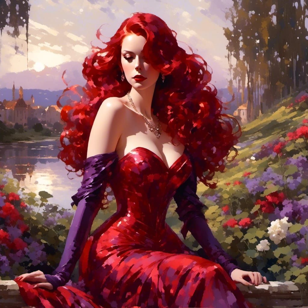 Jessica Rabbit in Warm, Luminous Painting