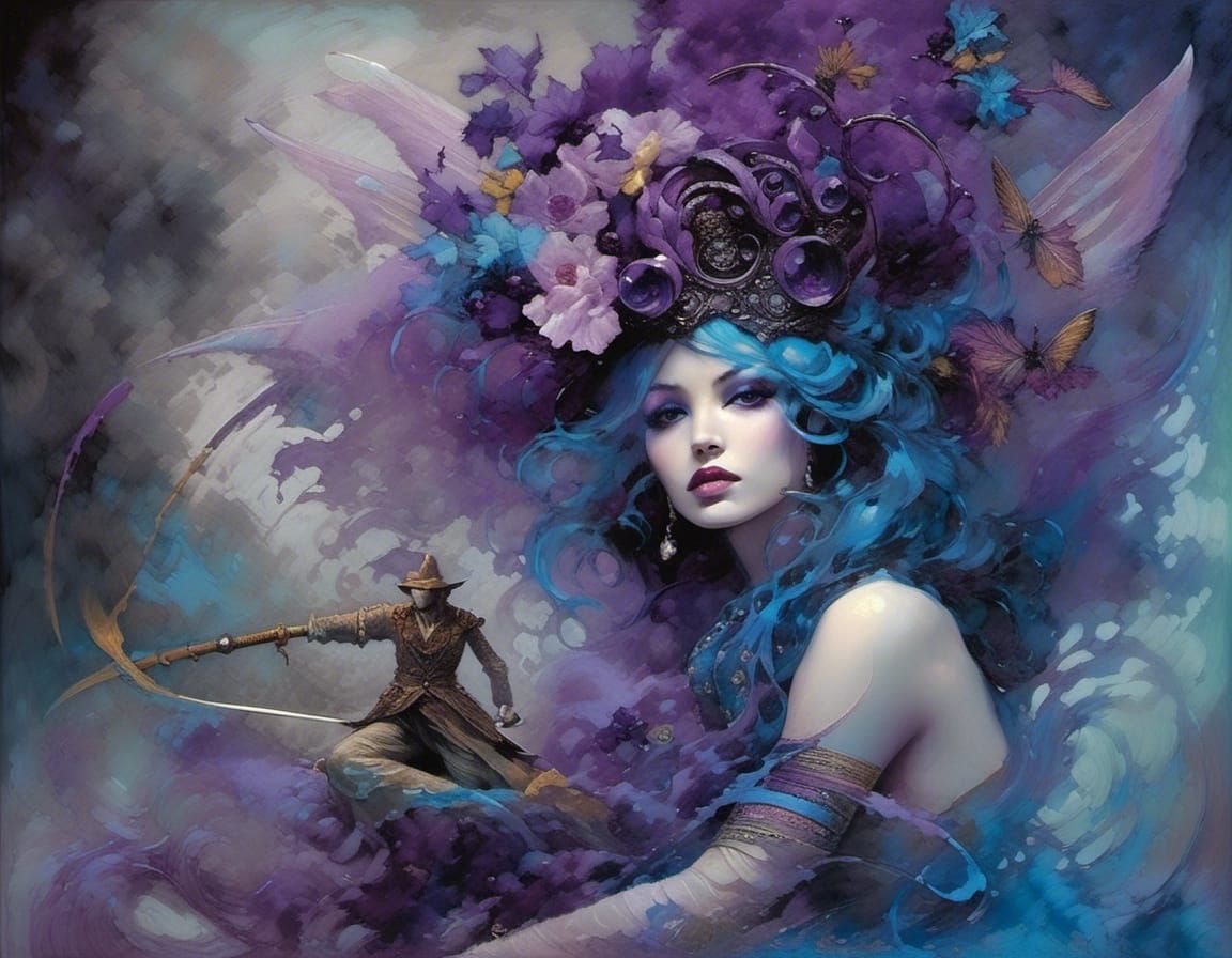 Vibrant Stomping Feet in Tachisme Art Nouveau Style