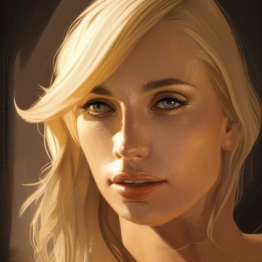 Beautiful Blonde Woman Portrait in Hyperdetailed Style