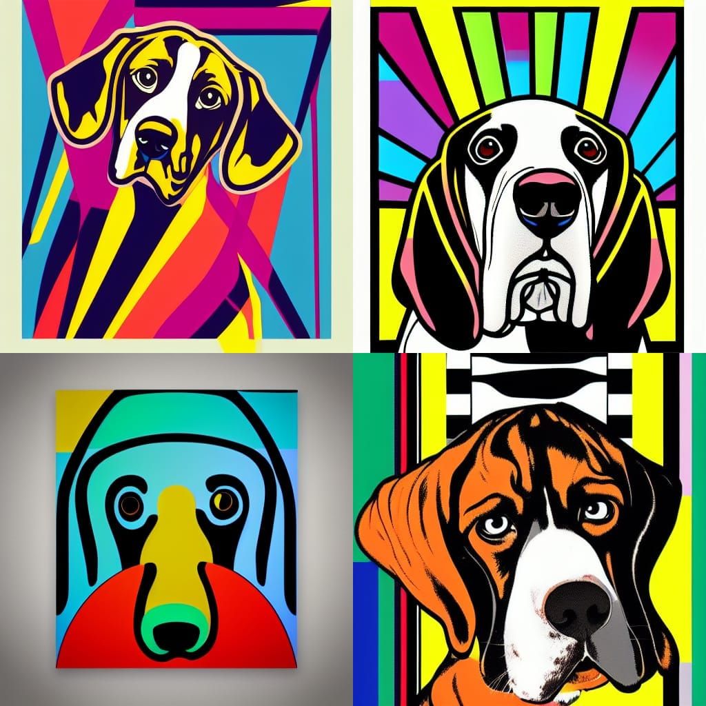 Digital Basset Hound Pop Art Screen Print