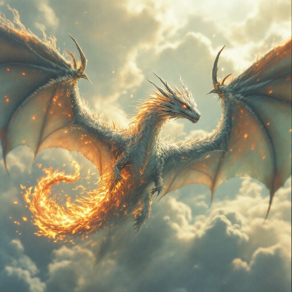Frost and Fire Dragons Soar in Epic Sky Battle