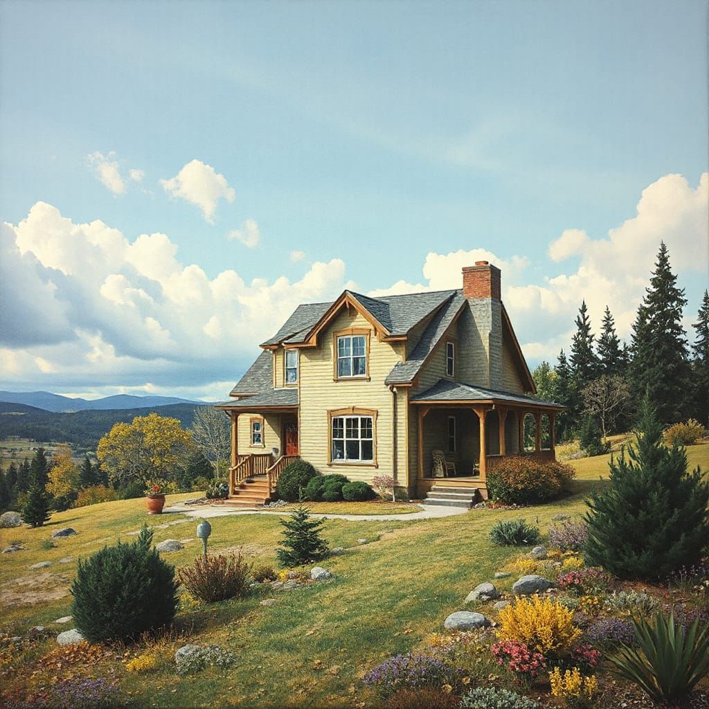 Homesick House in Gouache Impressionist Style