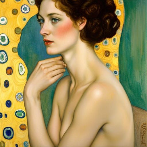 Woman's Portrait in Klimt Art Nouveau Style