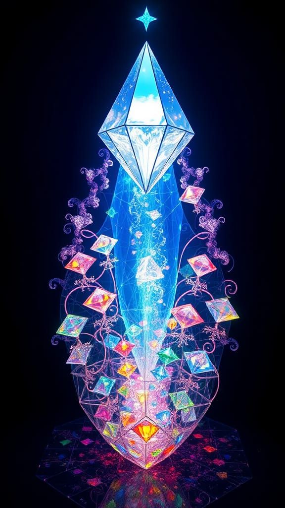 (Heavenly Light Projecting Into Your Soul A Light Sculpture created depicting (Magic The Gathering "Diamonds Are A Girl'...