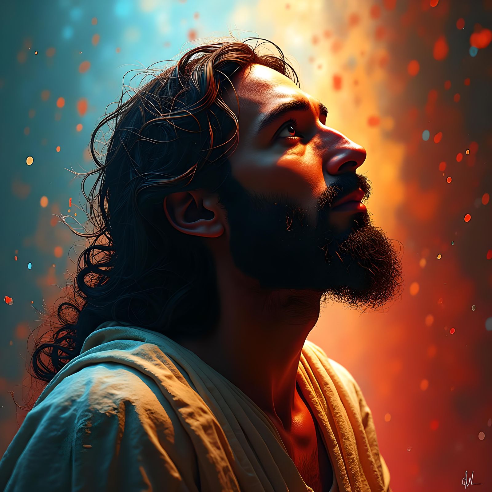Hyperrealistic Jesus Portrait in Splash Art Style
