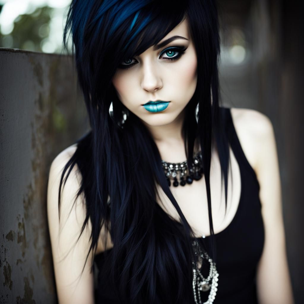 Stylized Digital Art of an Emo Girl