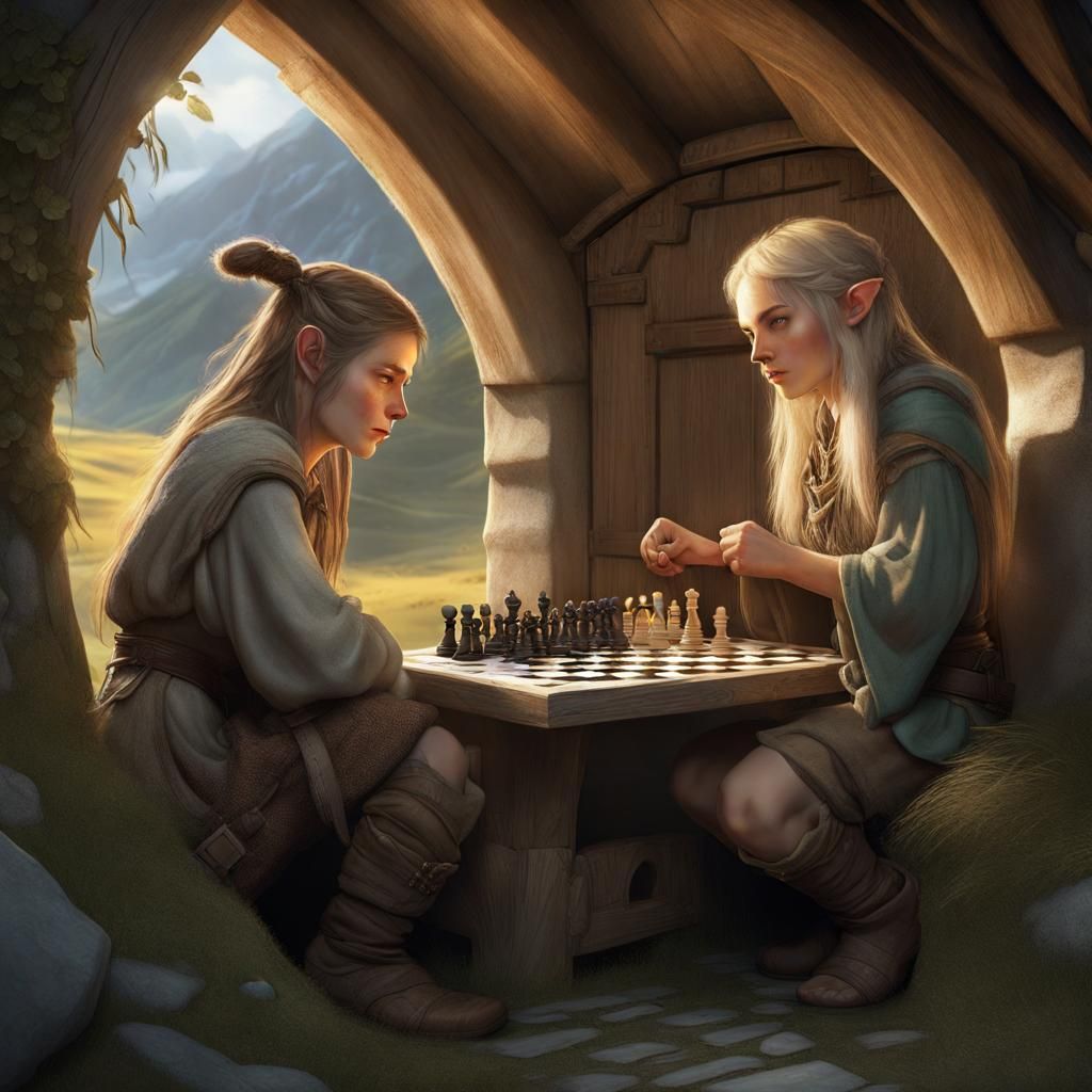 Gelflings Play Chess by Hobbit Door