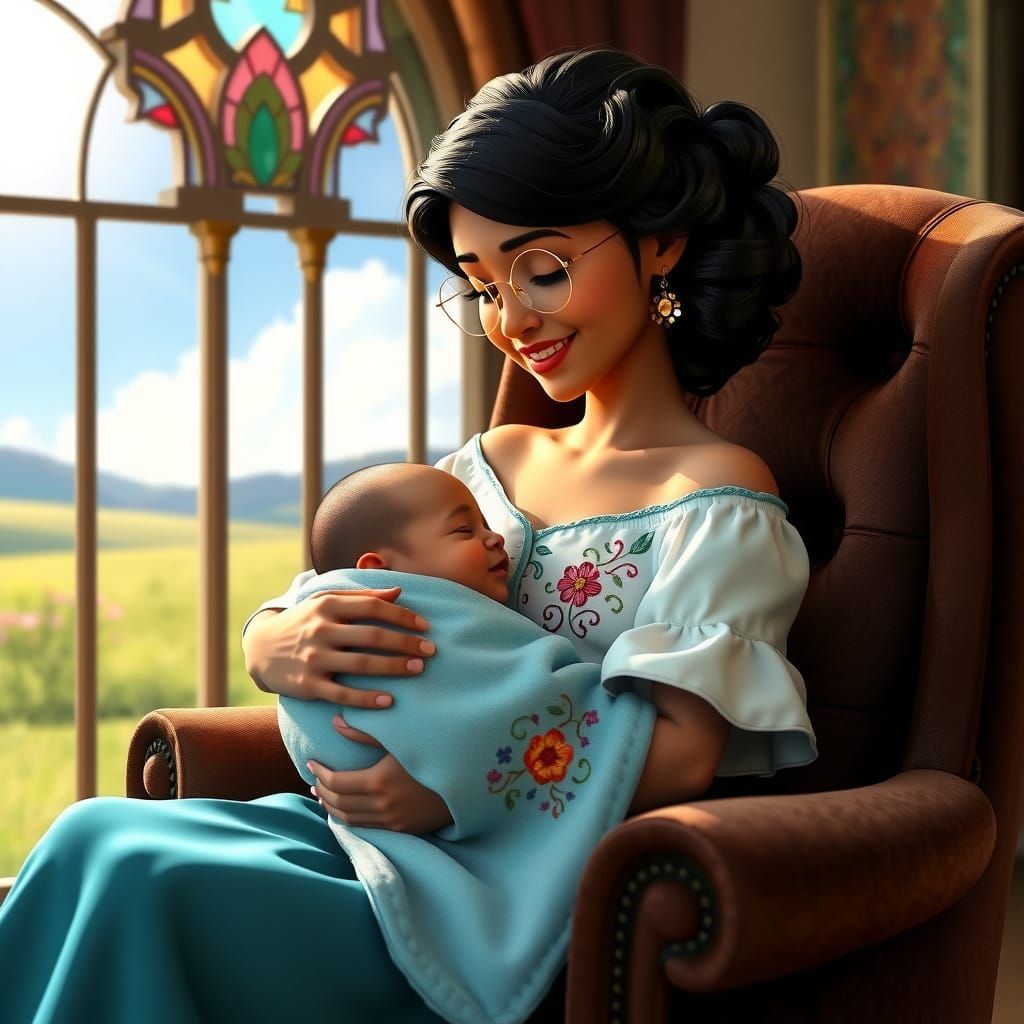 Mirabel Madrigal Portrait with Baby, Detailed Lighting